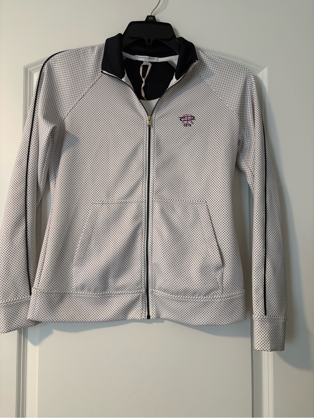 Fairway & Greene White Microdot Golf Jacket with Black Trim